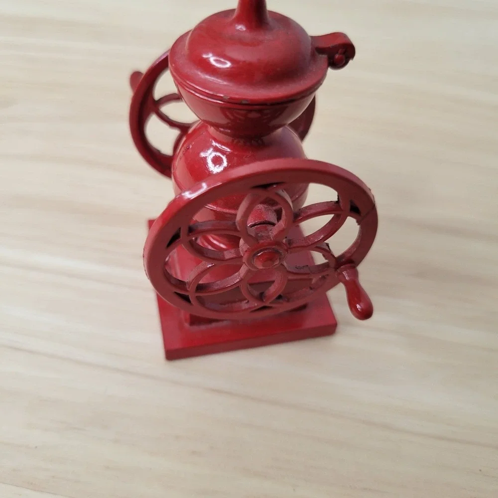 Vintage Die Cast Metal Coffee Grinder Pencil Sharpener Red Miniature Hong Kong